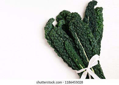 Cavolo Nero Salad Leaves. Dark Leafy Greens. Kale Isolated