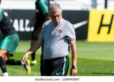 Caxais, Portugal - Mar 24, 2019: Fernando Santos, Head Coach, Portugal National Team Training Session, Cidade Do Futebol (Soccer City)