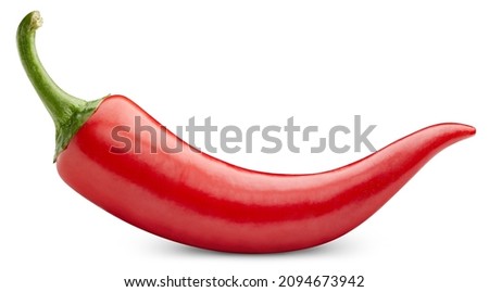 Cayenne pepper clipping path. Red hot chili pepper isolated on white background.