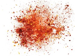 Cayenne Pepper Explosion On White Background