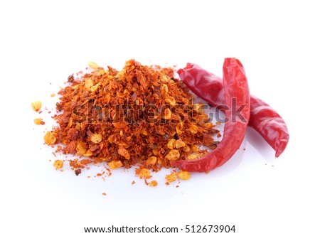 Cayenne pepper on white