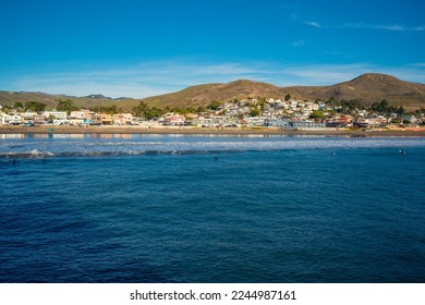 Cayucos State Beach is right on the waterfront in the town of Cayucos, Central Coast of California - Shutterstock ID 2244987161