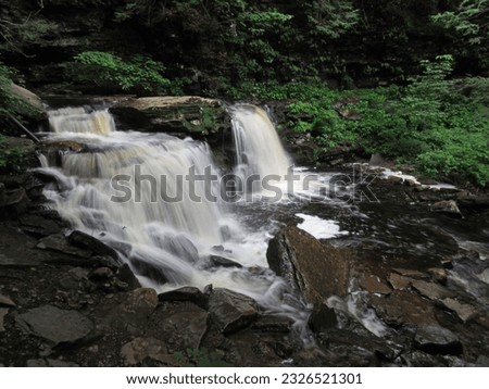 Cayuga Falls tumbles through Ricketts Glen State Park in Benton, Pennsylvania.