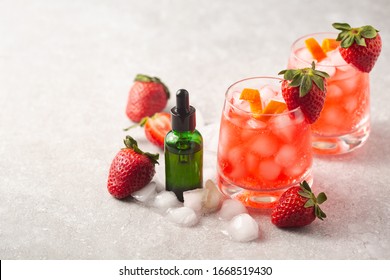 CBD cocktail cannabis beverages. Strawberry & Cannabis drinks with CBD oil for a chill out experience. Medical  patients or recreational cannabis users can enjoy a refreshing cannabis drink.