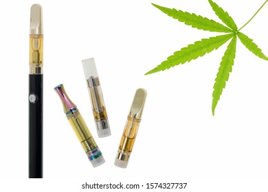 CBD/THC Vape Pen On White Background.