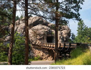 C.C. Gideon Tunnel and Pigtail Bridge on Iron Mountain Road in South Dakota - Powered by Shutterstock