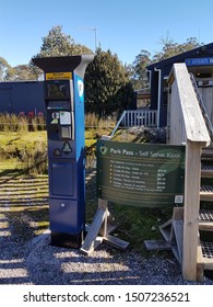 Ccradle Mountain, Tasmania/ Australia - May 14th 2018: Park Pass - Self Serve Kiosk Information.