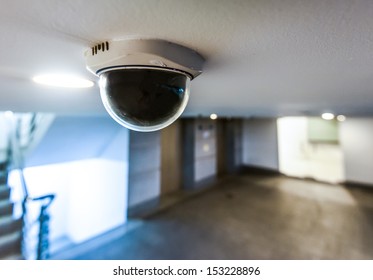 CCTV in building in front of elevator