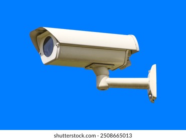cctv camera with clean blue background