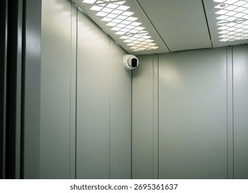 CCTV camera hanging in the elevator