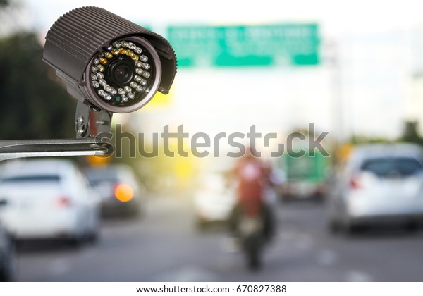 CCTV camera for safety on\
the road.