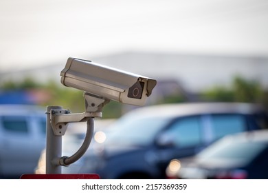 CCTV camera for security at parking, close up
