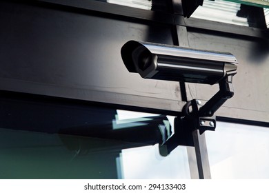 Cctv Camera Security System On Office Building