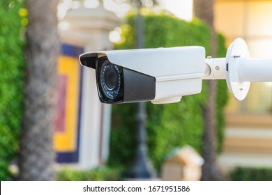 Cctv Camera System , Outdoor IP Surveillance Camera Hight Technology Store Up To 24 Hours Of Camera Activity To Playback Later.Concept Of Home Security Technology 