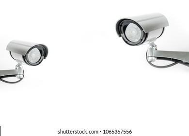 CCTV Cameras Isolated On White Background.