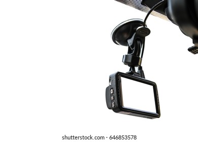 CCTV car camera for safety on the road accident isolated on white background