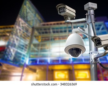 Cctv Installed On The Pole In Outdoor Security System