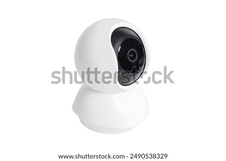 CCTV security camera isolated on white background. Smart home wireless security camera