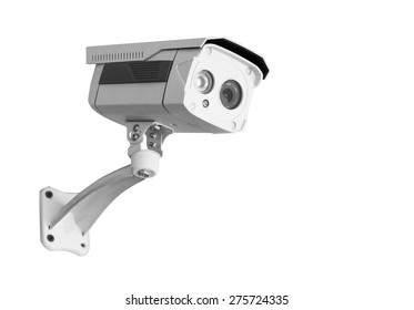 CCTV Security Camera Isolated White Background.