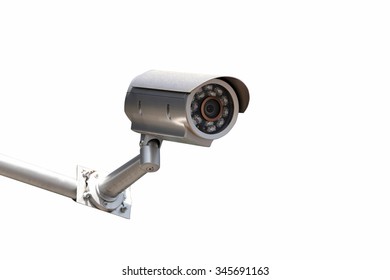 CCTV Security Camera Isolated White Background.