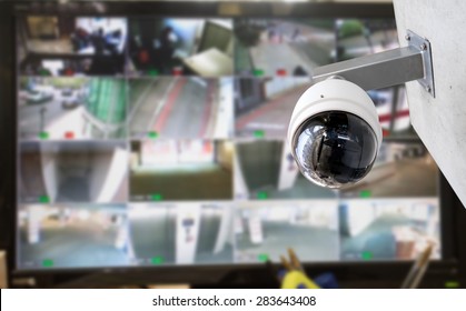 CCTV Security Camera Monitor In Office Building