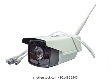 CCTV security camera on white background