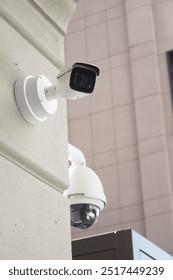 CCTV security camera operating outdoor 