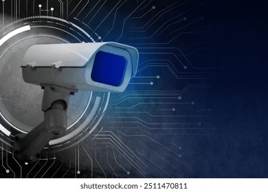 CCTV security technology background psd with lock icon digital remix