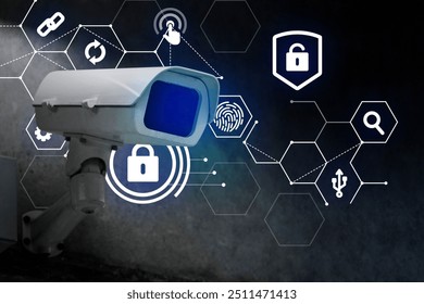 CCTV security technology background psd with lock icon digital remix - Powered by Shutterstock - Get 15% off with code: PIKWIZARD15
