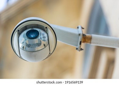CCTV surveillance camera in the area, security of the streets, face detection