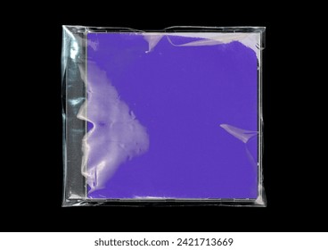 CD case on black background. Isolated transparent disk mockup. Clean cover box template.