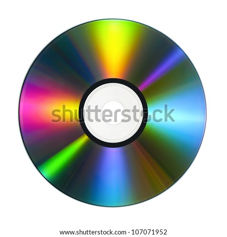 CD or DVD with lots of vivid colors reflected on its surface