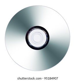 CD or DVD on white background, data side surface