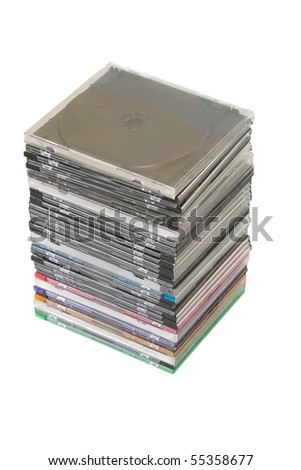 cd dvd piled up on white background