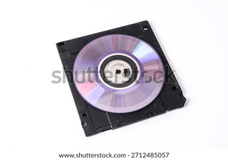 CD and floppy disk on a white background