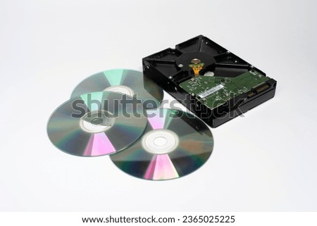 CD, hard disk, storage device On a white background. “SHOTLIST1990