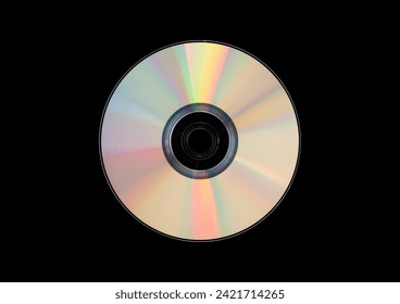 CD on black background. Isolated transparent disk mockup. Clean cover box template.