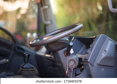 CDL Commercial Driver Inside Of His Truck. Transportation Industry Theme