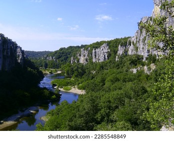 ceautiful cliffs with forest and river