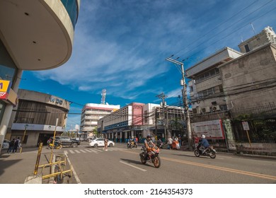 Cebu City, Philippines - May 2022: Downtown Street View Alng The Corner Of Osmena Boulevard And P. Burgos Street.