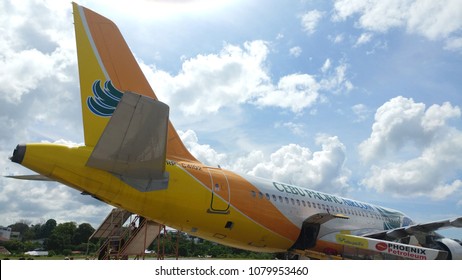 Cebu, Philippines - 23 MAR 2018: Cebu Airplane Cebu Pacific Air With Clean Sky.