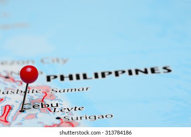 Cebu Pinned On A Map Of Asia 