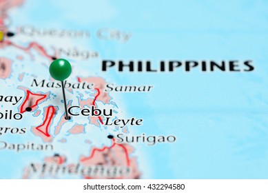 Cebu Pinned On A Map Of Philippines
