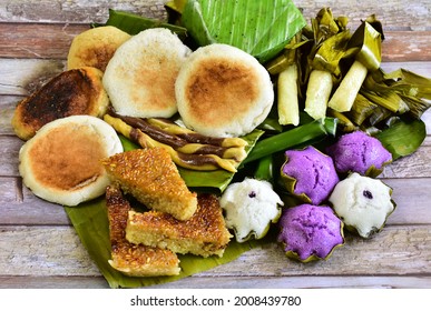 Cebuano Delicacies: A Flat Lay of defferent Cebuano Delicacies, from Biko ,Budbud ,Puto and Bibingka