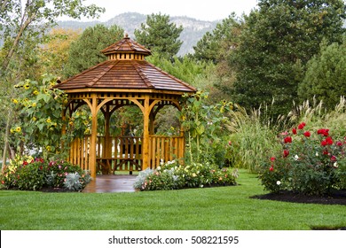 Cedar Gazebo In City Park.