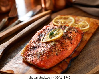 Cedar Plank Salmon With Dill And Lemon