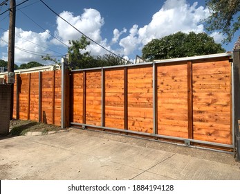 Cedar Wood Sliding Gate With Stain