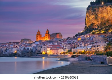 Cefalu, Sicily, Italy. Cityscape image if coastal town Cefalu in Sicily at dramatic sunrise. - Powered by Shutterstock