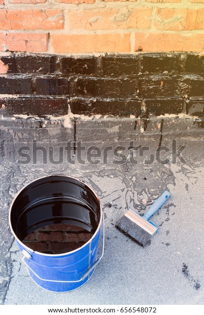 Ceiling Brushes Brushes Bucket Bitumen Primer Stock Photo Edit