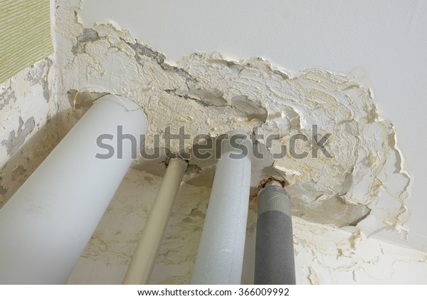 Ceiling Damage Flooding Leak On Riser Stock Photo Edit Now